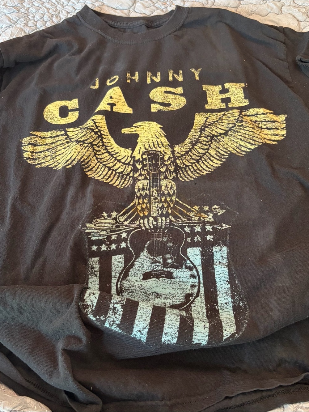 Ash Black Johnny Cash Graphic Tee with White Screenprint